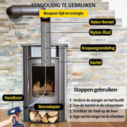 Happyment Schoorsteenveegset Deluxe - Schoorsteenreiniger - Schoorsteen Borstel - Veegkit - 10 M