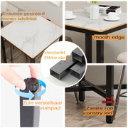 Nervio Bartafel - 70cm - Voor binnen - Keuken, woonkamer, restaurant - Marmer look - 4 personen - Glossy wit