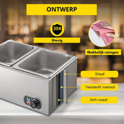 Happyment Buffetwarmer PRO - Buffetwarmer Electrisch - Chafing Dish - Warmhoudbakken - 6 Delig