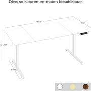 Elektrisch Sta-Bureau - Voor Thuiswerken of Kantoor - Ergonomisch In Hoogte Verstelbaar Werkbureau met USB-Oplaadpoort en Geheugenfunctie - Color: 160x75cm white