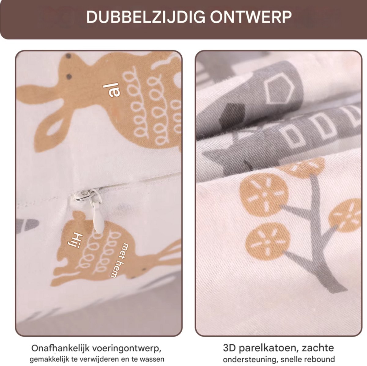 Ergonomisch zwangerschapskussen Vortex - Voor zijslapen - Body pillow - Zijslaapkussen - Voedingskussen - Verstelbaar - Dieren print