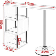 Happyment Bartafel Oxford - Met opbergruimte - Voor binnen - Keuken - Metalen poot - Hout - Rechthoekig - Wit - 113x40x105cm