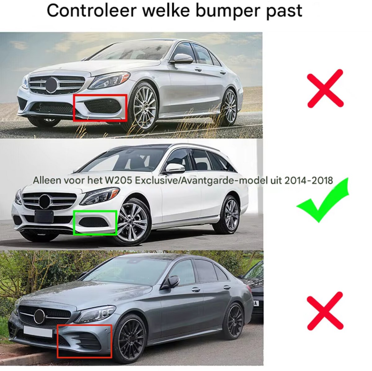 Voorbumper - Voor Mercedes C-Klasse W205 C205 2014-2018 - Auto accessoires - Mistlichtgrille - Bezel set LH + RH