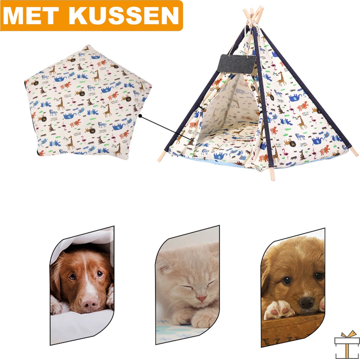 Happyment Tipi tent huisdier - Luxe teepee - Mand voor hond en kat - Kattenmand, Hondenmand, Hondentent, Kattentent