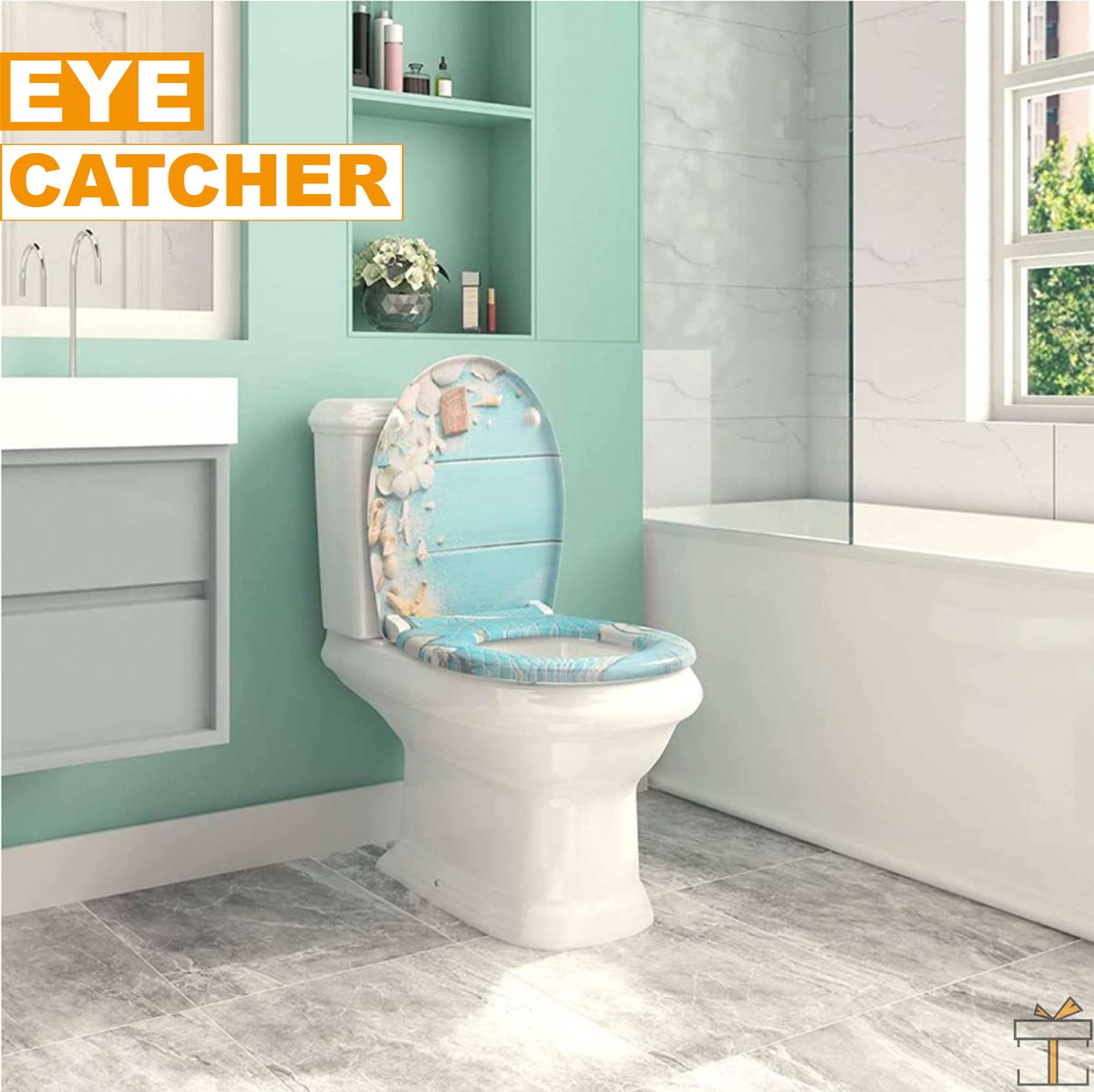 Happyment Antibacteriële Toiletbril Beach - Universeel - Met Softclose - Toiletbrillen - WC Bril – Toiletzitting