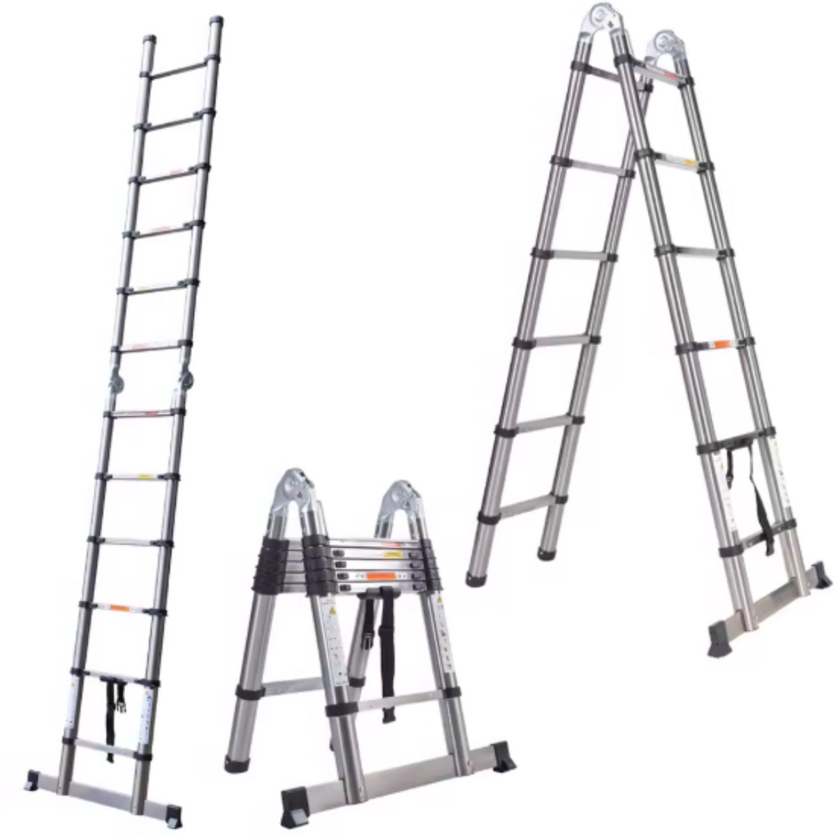 Telescopische Ladder 3,8M - Draagbare Multifunctionele Verlengladder - Roestvrijstalen Frame - Opvouwbaar & Compact