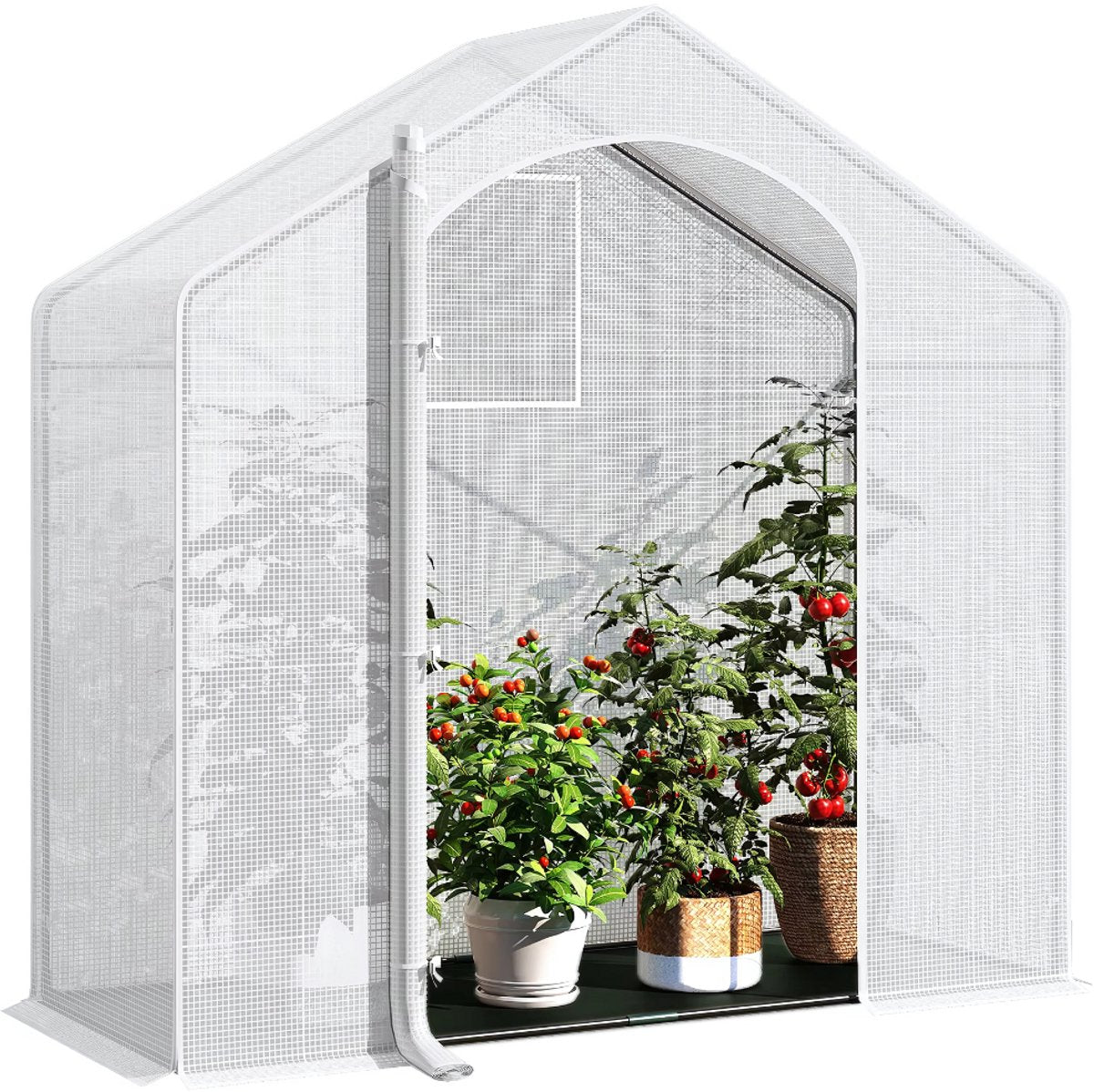 Foliekas Tuinkas - Winterbestendig - PE-folie 135 g/m² - Kweekhuis - Broeikas - Kweekkast voor tomaten & klimplanten - 200x80x200cm Wit