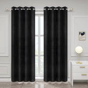 Happyment Gordijnen set Vida 2 stuks - zwart 140x225cm - Verduisterend - met Plooiband - Fluweel Isolerend