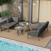 Tuinmeubelset - Loungeset - Tuinlounge Lounge Set - Lounge Set - Voor Tuin, Terras & Balkon - Moderne Buitenbankstel met Handgeweven Design - Inclusief Kussens - Kaki Kleur