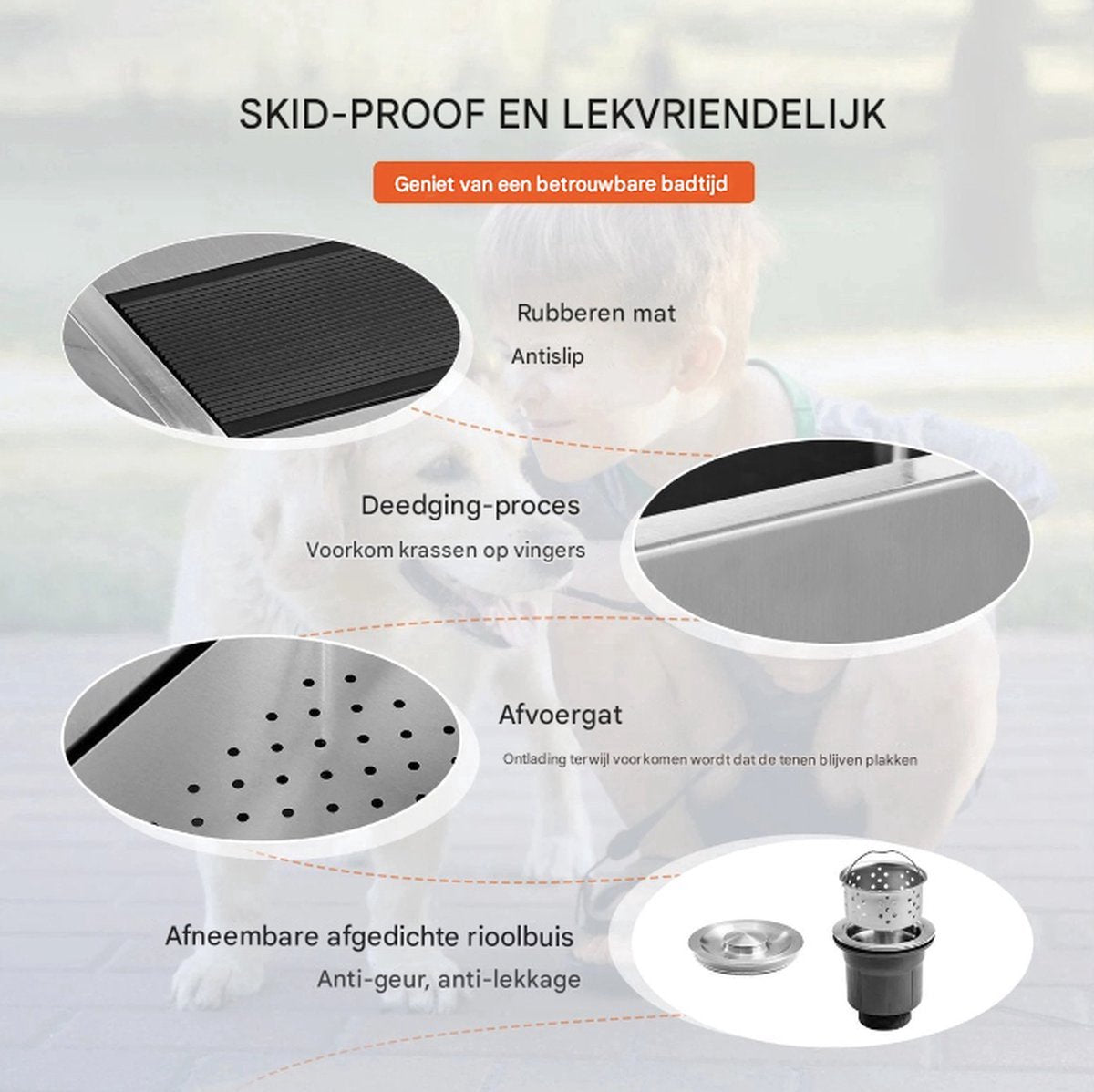 Hondenbad Professioneel - Hondentrimmer - Afvoer Kit - Warm & Koud Water Slangen - RVS