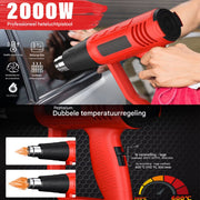 Warmtepistool Deluxe - 2000W Professionele Dubbele Temperatuurinstellingen 60℃-600℃ - Snelle Heteluchtpistoolset met 4 Nozzles