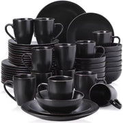 Ornate Serviesset – 12 persoons – 48 delig - Zwart Keramisch – Serviesset – Kleine Borden