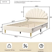 Eenpersoonsbed 140 x 200 cm - Voor meisjes - Met lattenbodem - Zonder matras - Twijfelaar - Beige