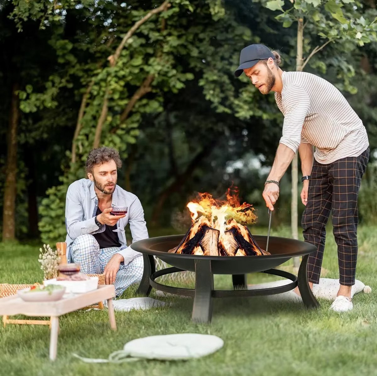 Vuurkorf open haard - 76cm - Voor buiten - Vuurschaal met vonkenschaar - BBQ Grill