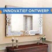 Wandspiegel Grandiose - Kristal Wandspiegel XL - Woonkamer & slaapkamer - Rechthoek - Staand of hangend - 90x60cm