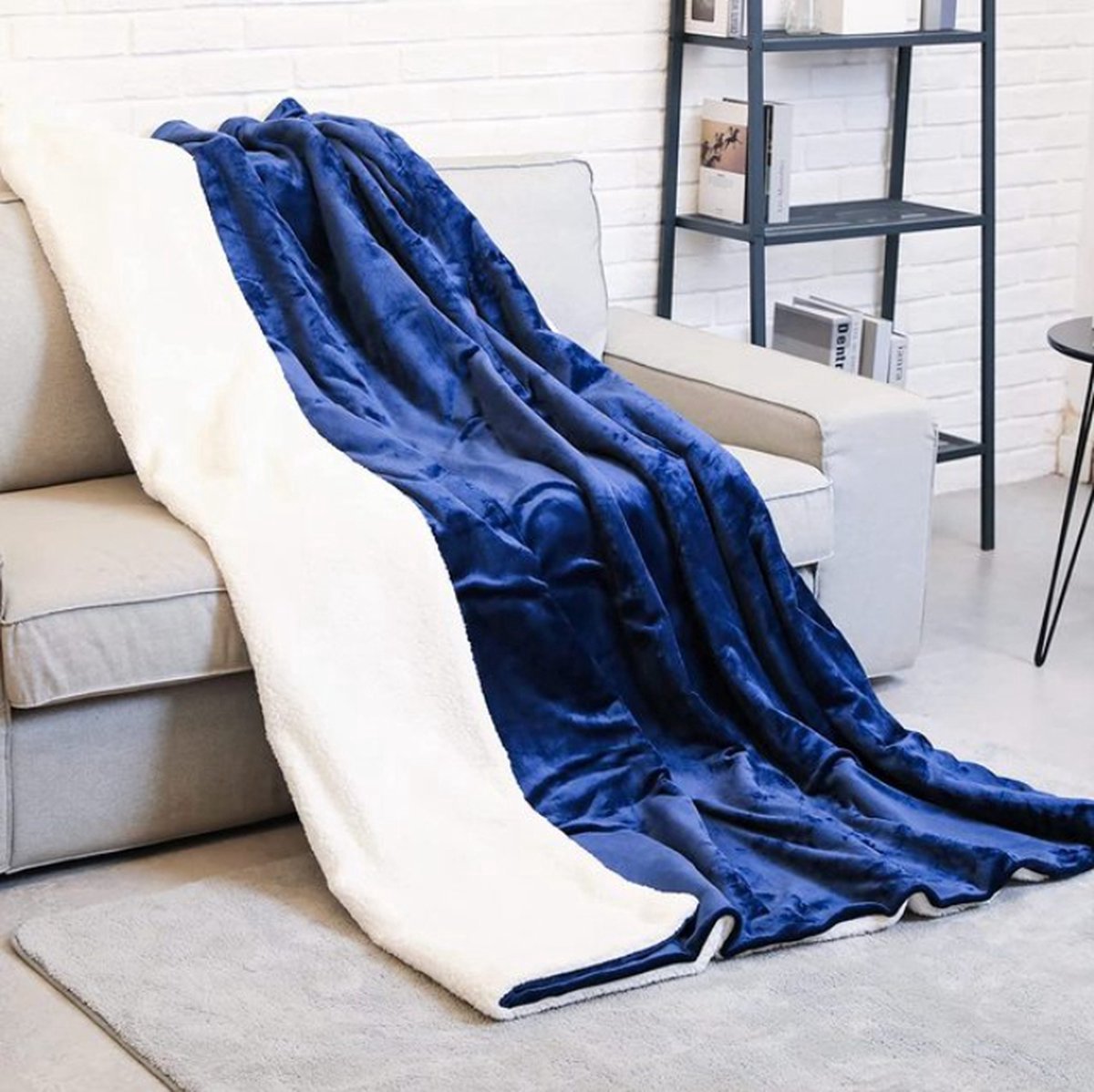 Happyment Elektrische Deken - Bovendeken - 1- a 2-Persoons - 180 x 130 cm - 6 Warmte Standen - Wasmachinebestendig - Oververhittingsbeveiliging - Digitale bediening - Coral Fleece - Blauw/Licht Paars