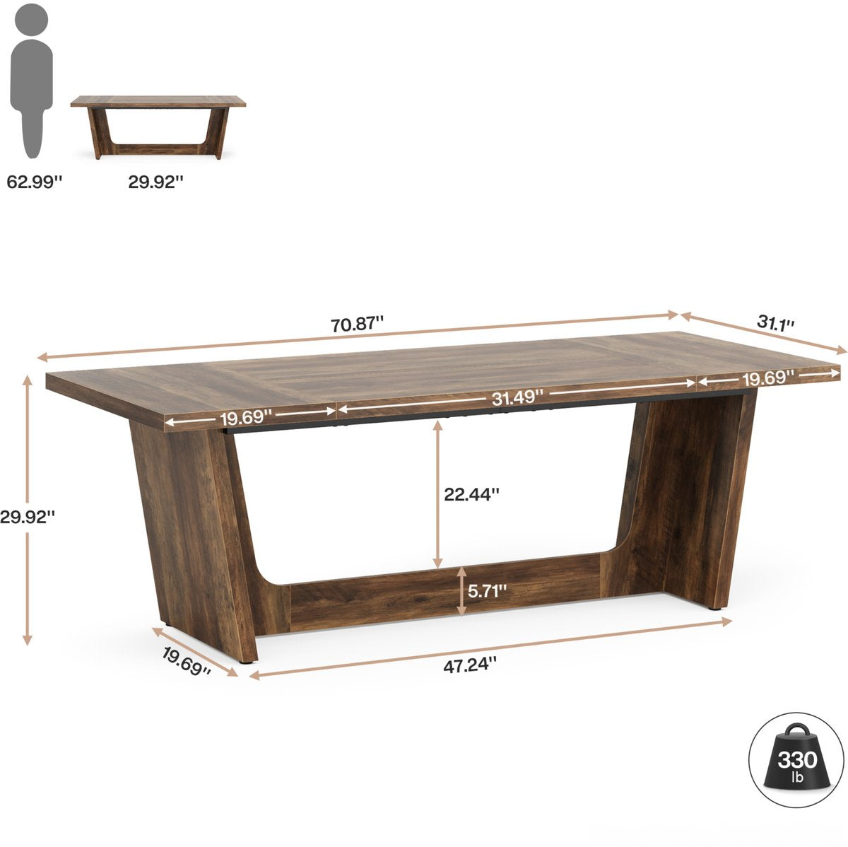 Directie bureau - Kantoor - Computerbureau - 180cm - Voor volwassenen