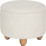 Ronde Poef - Creme - Stof - Met opbergruimte - 39x39x33cm