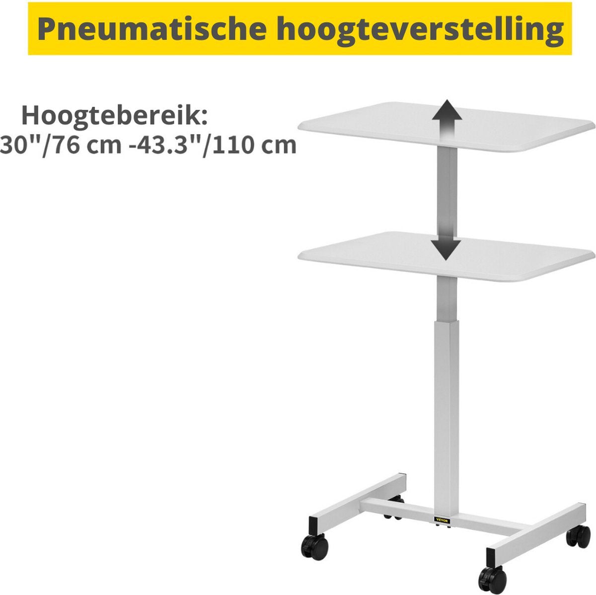 Happyment Zit Sta Bureau - Laptop Bureau - Zit Bureau - In Hoogte Verstelbaar - Wit