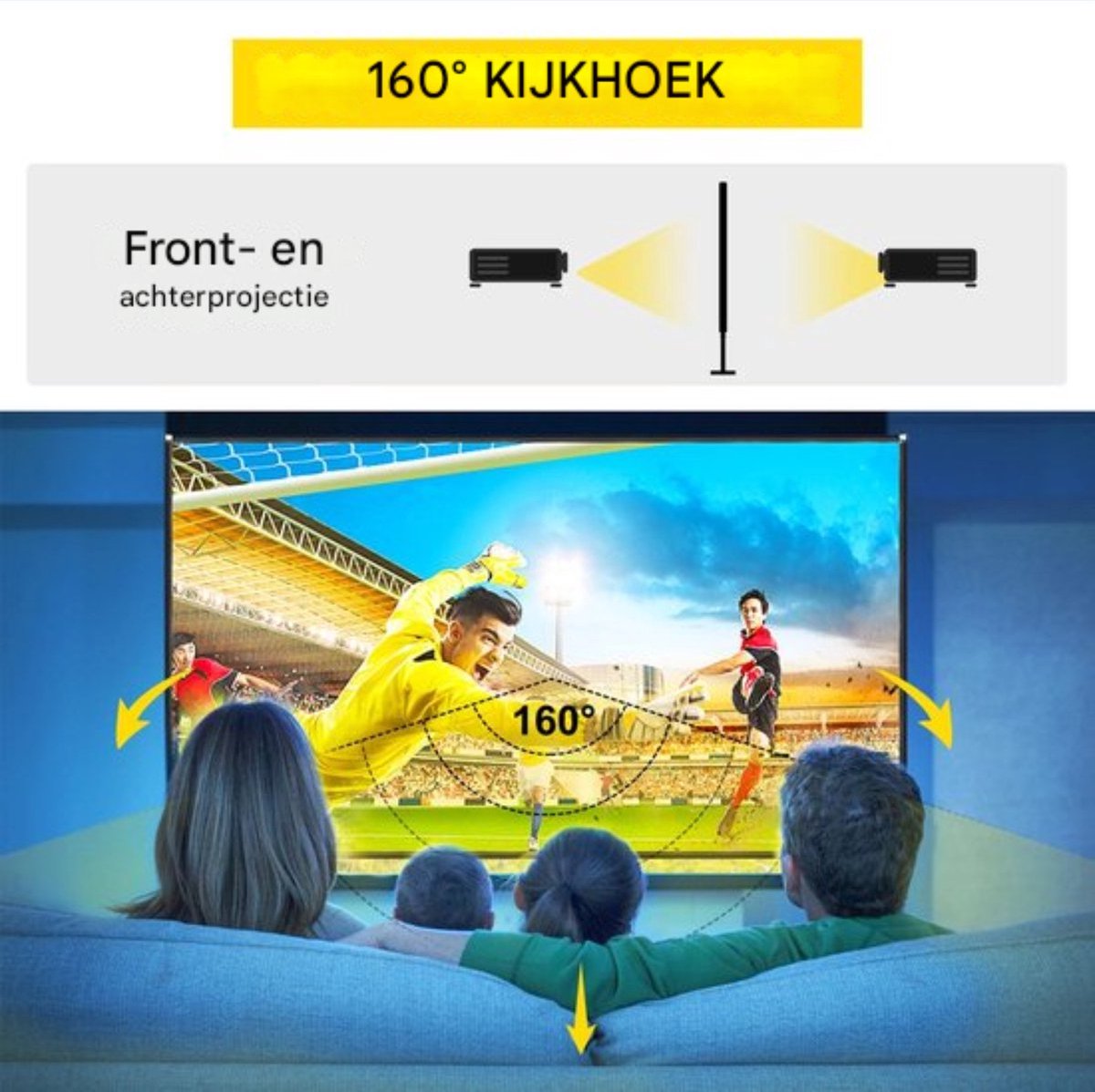 XXL Projectorscherm - 150 Inch - Inclusief standaard - 4K Full HD kwaliteit