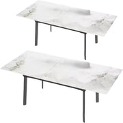 8-10 Personen Gesinterde Stenen Eettafel Vaylen - 180 cm Uitschuifbare Kerst Keuken Eettafel met Metalen Frame