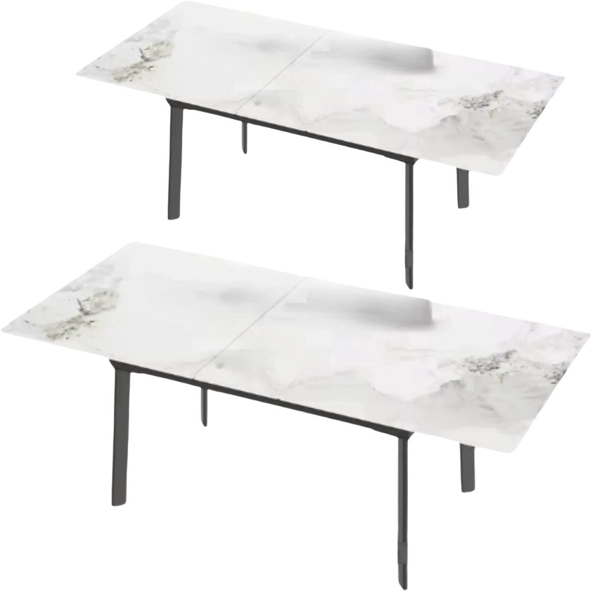 8-10 Personen Gesinterde Stenen Eettafel Vaylen - 180 cm Uitschuifbare Kerst Keuken Eettafel met Metalen Frame