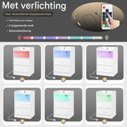 Nachtkast met RGB lichten - Wit - Slaapkamer - Met ingebouwde usb oplaadpoorten - Set van 2