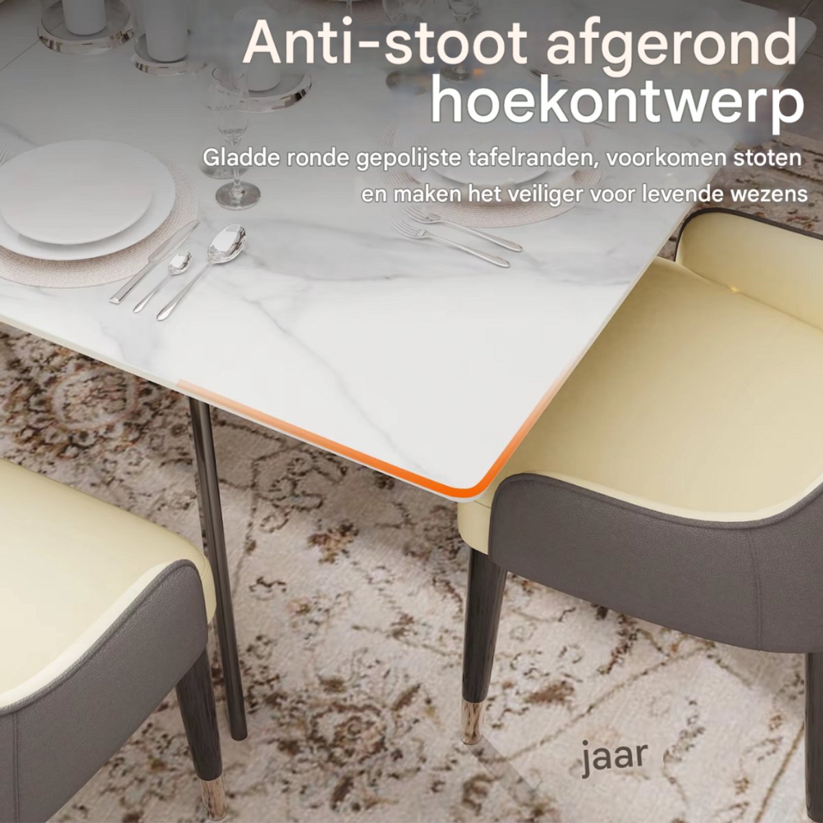 8-10 Personen Gesinterde Stenen Eettafel - 180 cm Uitschuifbare Kerst Keuken Eettafel met Metalen Frame
