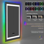 Badkamerspiegel Musica - Met verwarming en LED verlichting - Bluetooth en muziek - Geen condens - Spiegel voor badkamer - 70x90cm