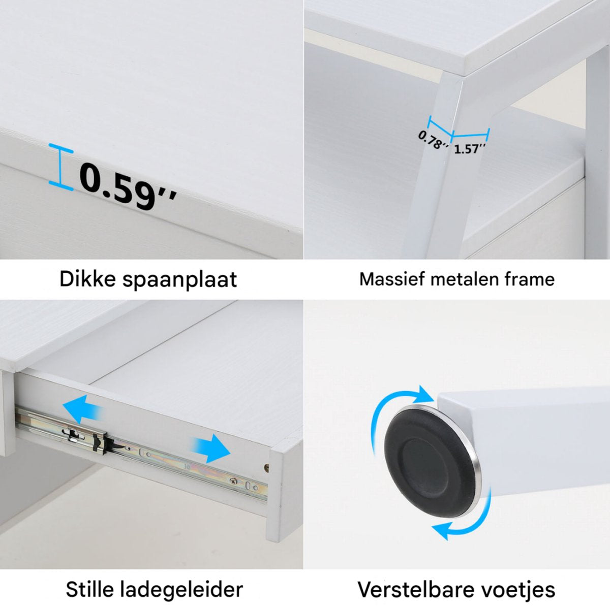 Bureau voor thuis - Met 2 lades - 120 cm - Wit - Computerbureau - Voor volwassenen - Dames