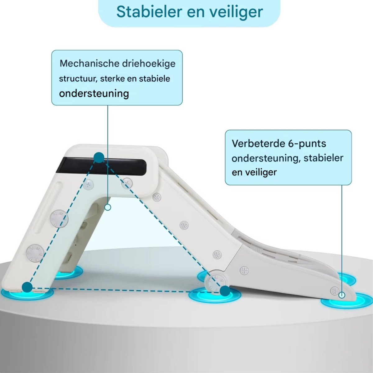 Glijbaan voor Kinderen - Buitenspeelgoed - Indoor & Outdoor Kinderplezierglijbaan - Dubbel Opvouwbaar, Peuter Glijbaan voor 1-3 Jaar - Babytuinglijbaan, Perfect Cadeau - Blauw & Wit