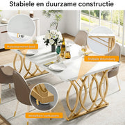 Moderne eetkamertafel Duvia - Woonkamer -Marmerlook Blad - 160cm
