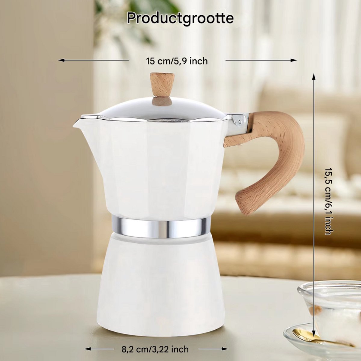 Espresso koffiemaker - Zwart - Percolator - Moka pot - Met Koffiemolen - Camping en thuisgebruik