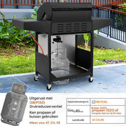 BBQ 5 in 1 - Barbecue op gas - Zwart - Thermostaat - Olievanger accessoires - Gasgrill met zijbrander