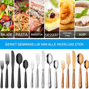 20-delig Bestekset - Bestek - Messen, Vorken, Lepels, Theevorken en Theelepels - Voor Diner en Feestelijke Gelegenheden - Roestvrij Staal - Goudkleurig