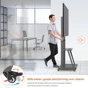 Universele TV vloerstandaard XXL Vaylen - Verrijdbaar - Voor 32"-100" inch - Standaard statief - In hoogte Verstelbaar - Zwart