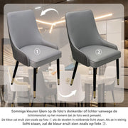 Luxe Eetkamerstoelen Paris - Set van 2 - Met Hoge Dichtheid Sponsschuim - Elegante Keuken- of Restaurantstoel - Lounge - Grijs