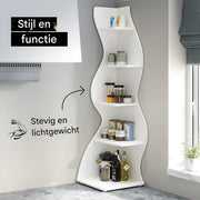 Moderne boekenkast 5 lagen - Wit - Boekenrek - Woonkamer, slaapkamer en kinderkamer - Hout - 50×48×177 cm