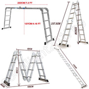 Telescopische Loft Ladder Luxe - 470CM - Opvouwbare Trapladder - Uitschuifbare Aluminium Ladder - Draagbaar - EN131 - Max. Belasting 150kg/330lb