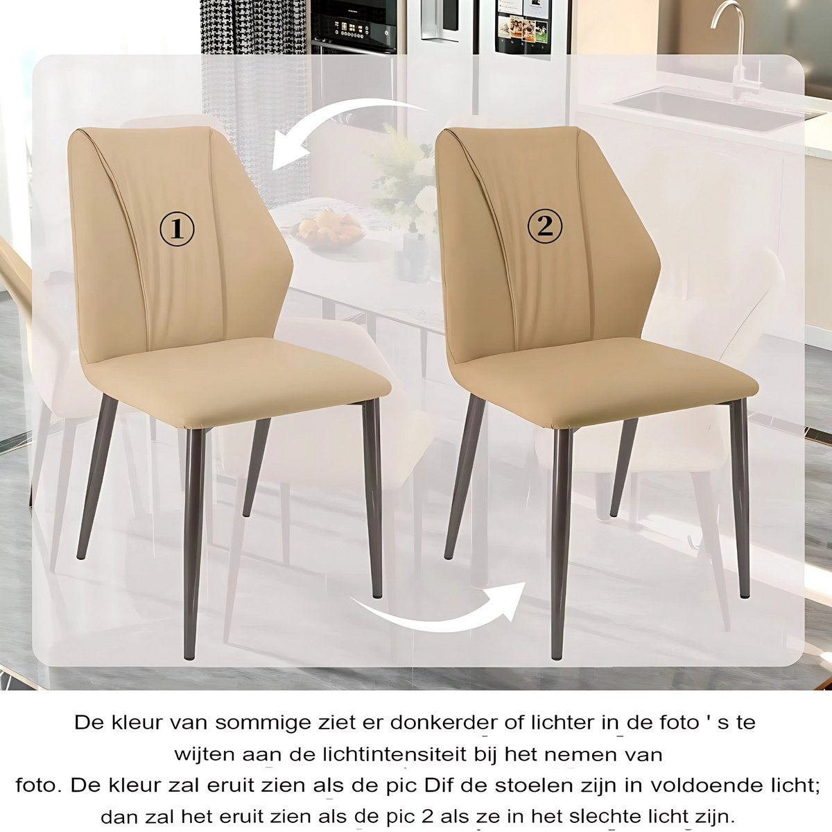 Eetkamerstoelen Lavio - Set van 2 - Elegante Keuken- of Restaurantstoel - Lounge - Khaki