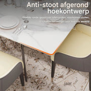 8-10 Personen Gesinterde Stenen Eettafel Opulence - 180 cm Uitschuifbare Keuken Eettafel voor Kerst - Metalen Frame