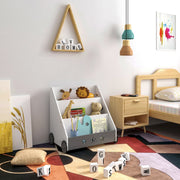 Happyment Speelgoedkast Niva - Voor kinderen - Wit - Opbergkast - Boekenkast kind - Kinderkamer - Boekenrek - Hout
