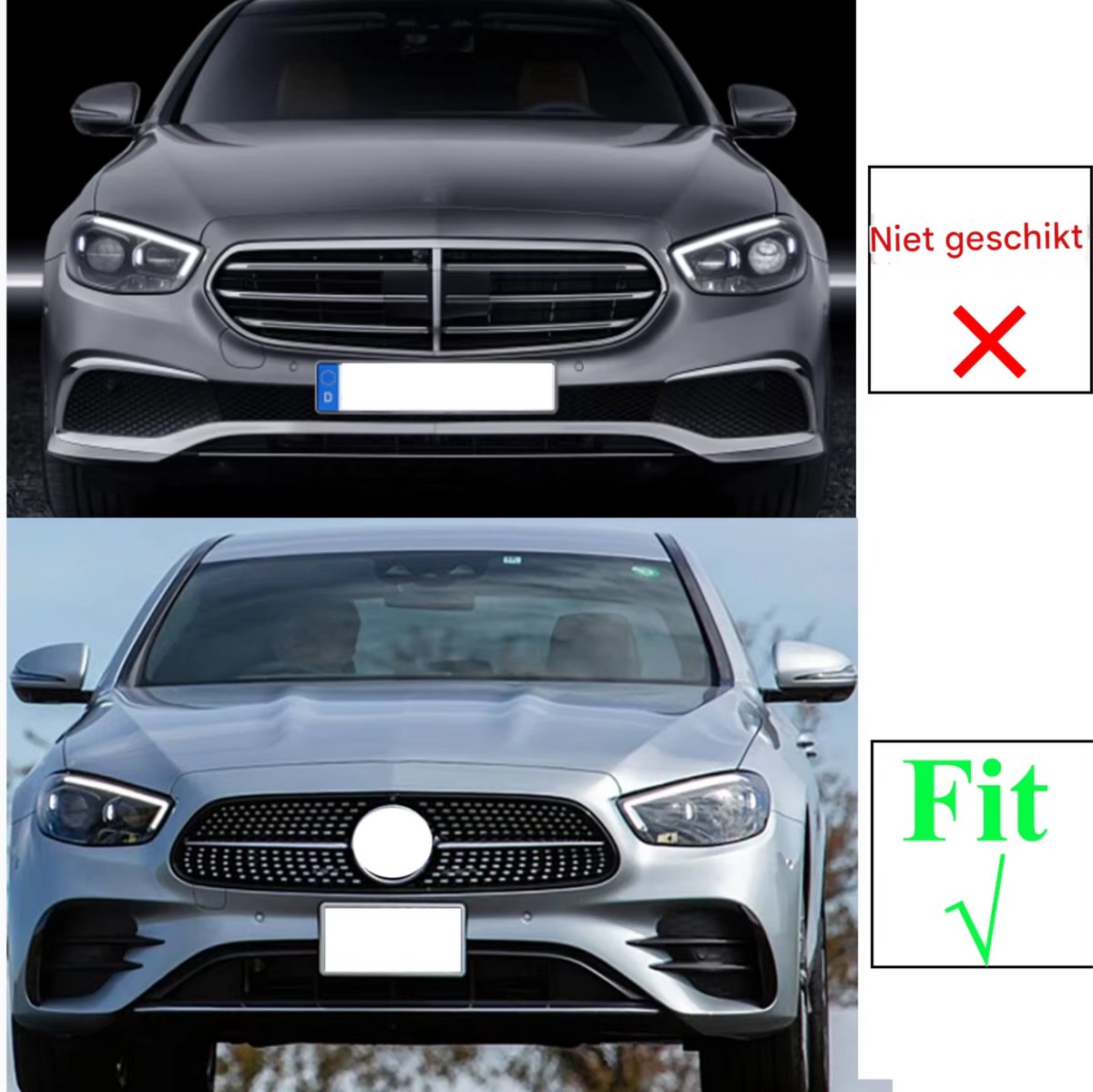 GT GTR Diamant Voorinlaat Grille - Gloss Black - Auto Accessoires - Voor Mercedes W213 E-Klasse E200/E300/E400/E53 AMG (2020)