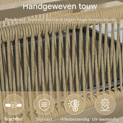 4-delig Tuinmeubelset - Loungeset - Tuinlounge Lounge Set - Voor Tuin of Terras - 3 Sofa’s, 2 Fauteuils & Salontafel - Kunststof Hout, Touw & Gegalvaniseerd Staal