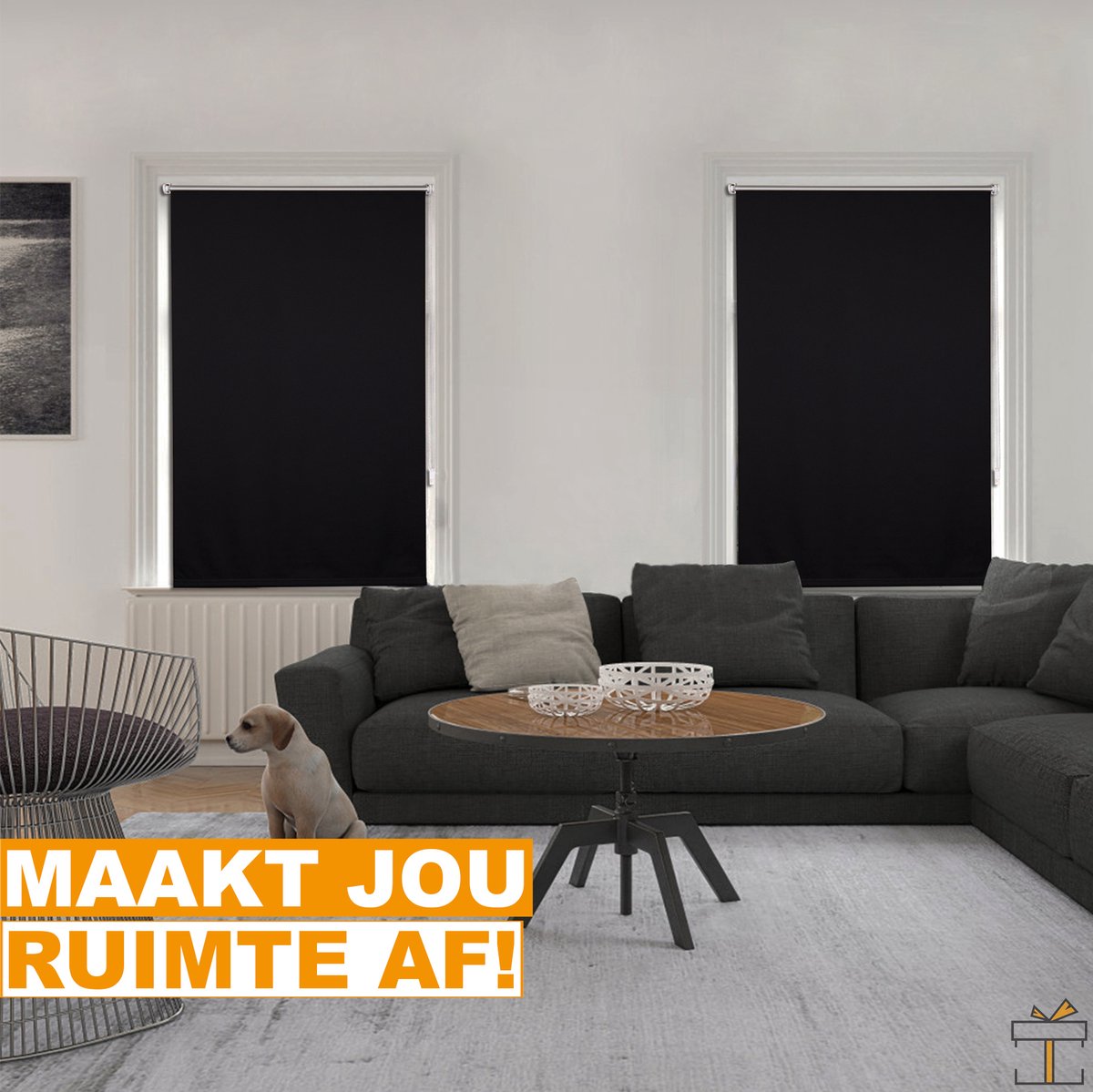 Happyment Luxe Rolgordijn Zwart - 80x210cm - Rolgordijnen verduisterend - Luxaflex - Isolerend - Zonder of met boren