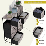 Dressoir kast - Grijs - voor Woonkamer of slaapkamer met 12 Lades - Stof en stalen frame - Ladekast - Opbergkast