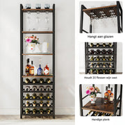 Wijnrek voor 12 flessen - Wijnkast - 6 lagen - Barkast - Glazenhouder - Bar, keuken of woonkamer