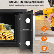 Brandwerende kluis - 8,5L - Elektronisch Wachtwoord Beveiligingskluis Zeriel - Geld- en Contant Depot Box - Anti-Diefstal Kluis voor Kantoor en Thuis
