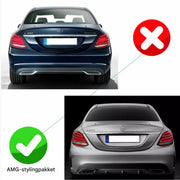 Achterbumper Diffuser Lip met Uitlaat Tips - Voor Mercedes C-Klasse W205 AMG-Lijn (2014-2021) - Auto Accessoires