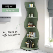 Moderne boekenkast 5 lagen - Groen - Boekenrek - Woonkamer, slaapkamer en kinderkamer - 50 × 48 cm × 177 cm - Hout